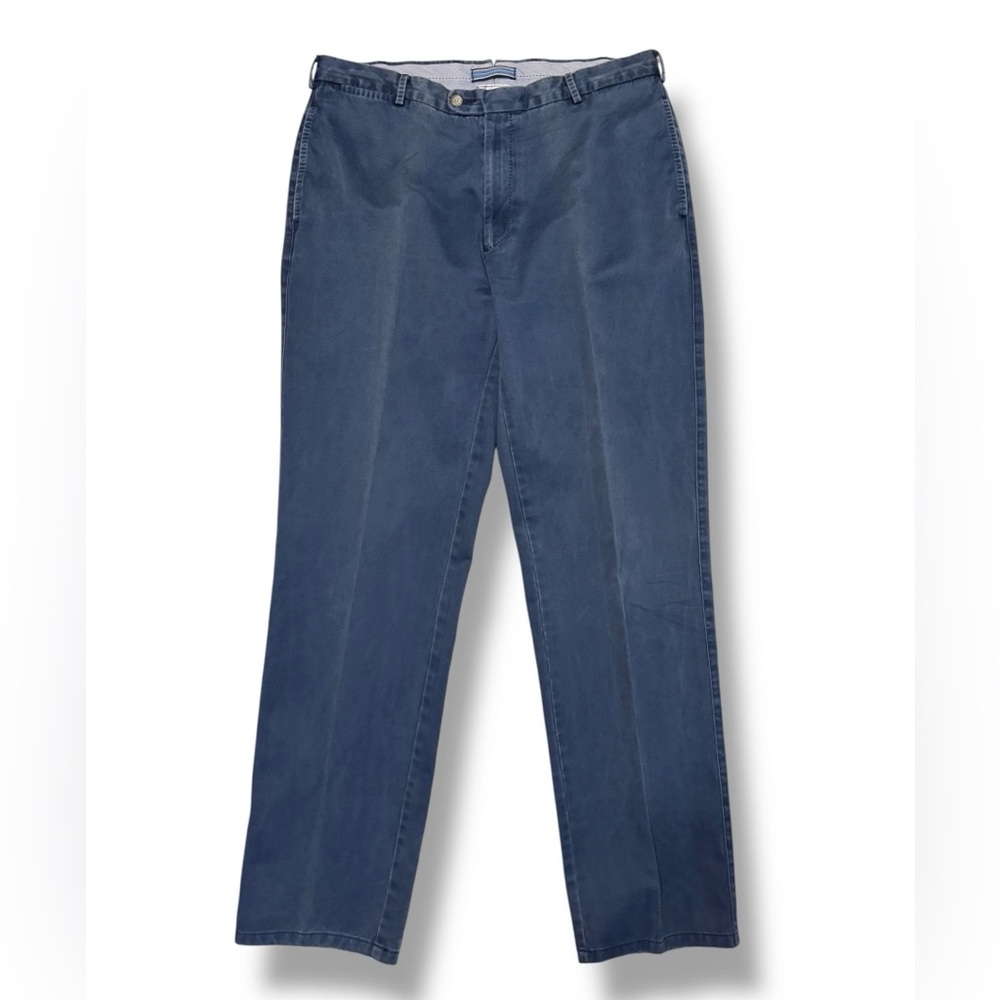 PETER MILLAR Blue Sun Washed Flat Front Pima Cotton Chinos 36x32